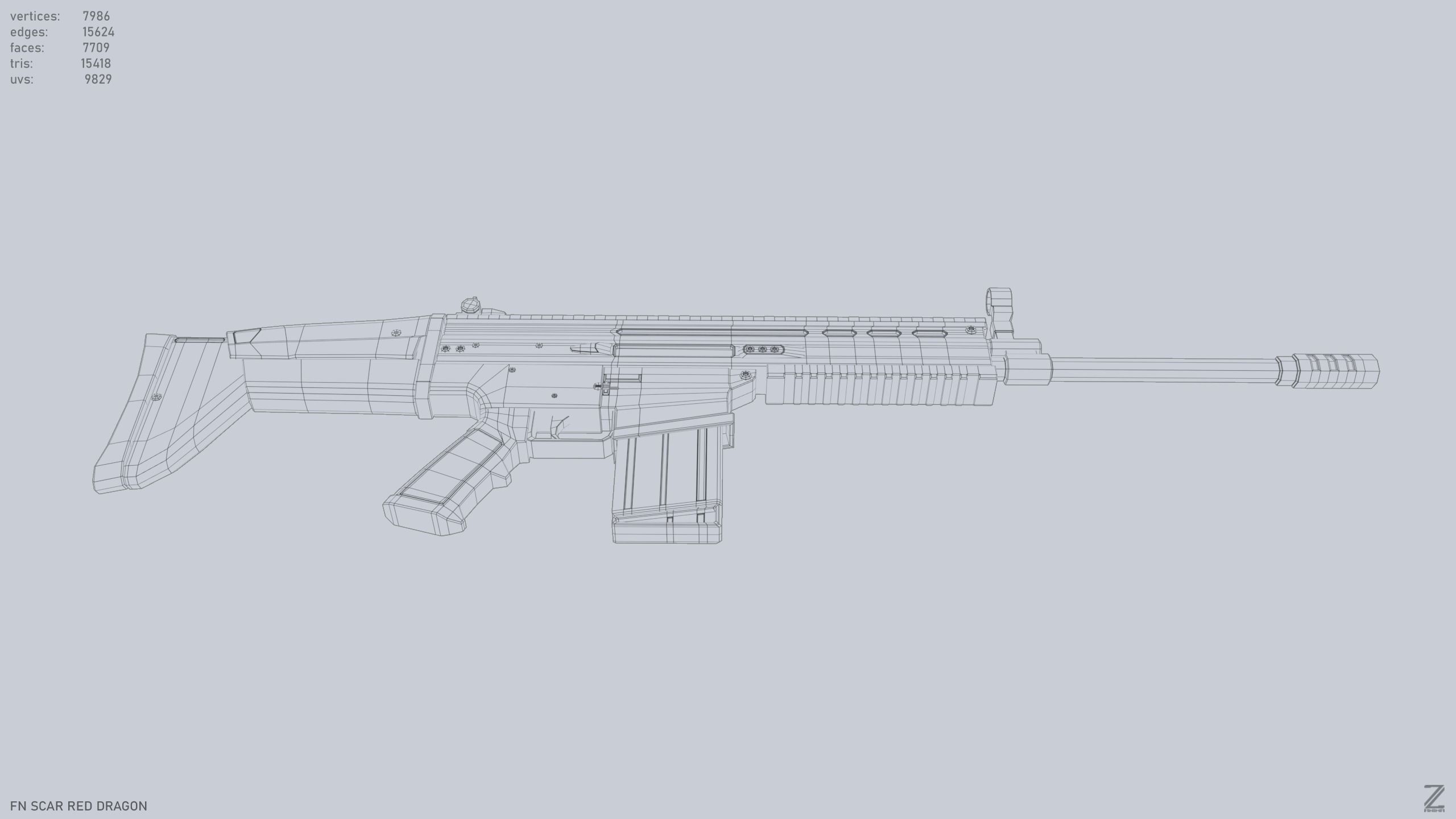 FN SCAR Red Dragon Low-poly 3D model_12