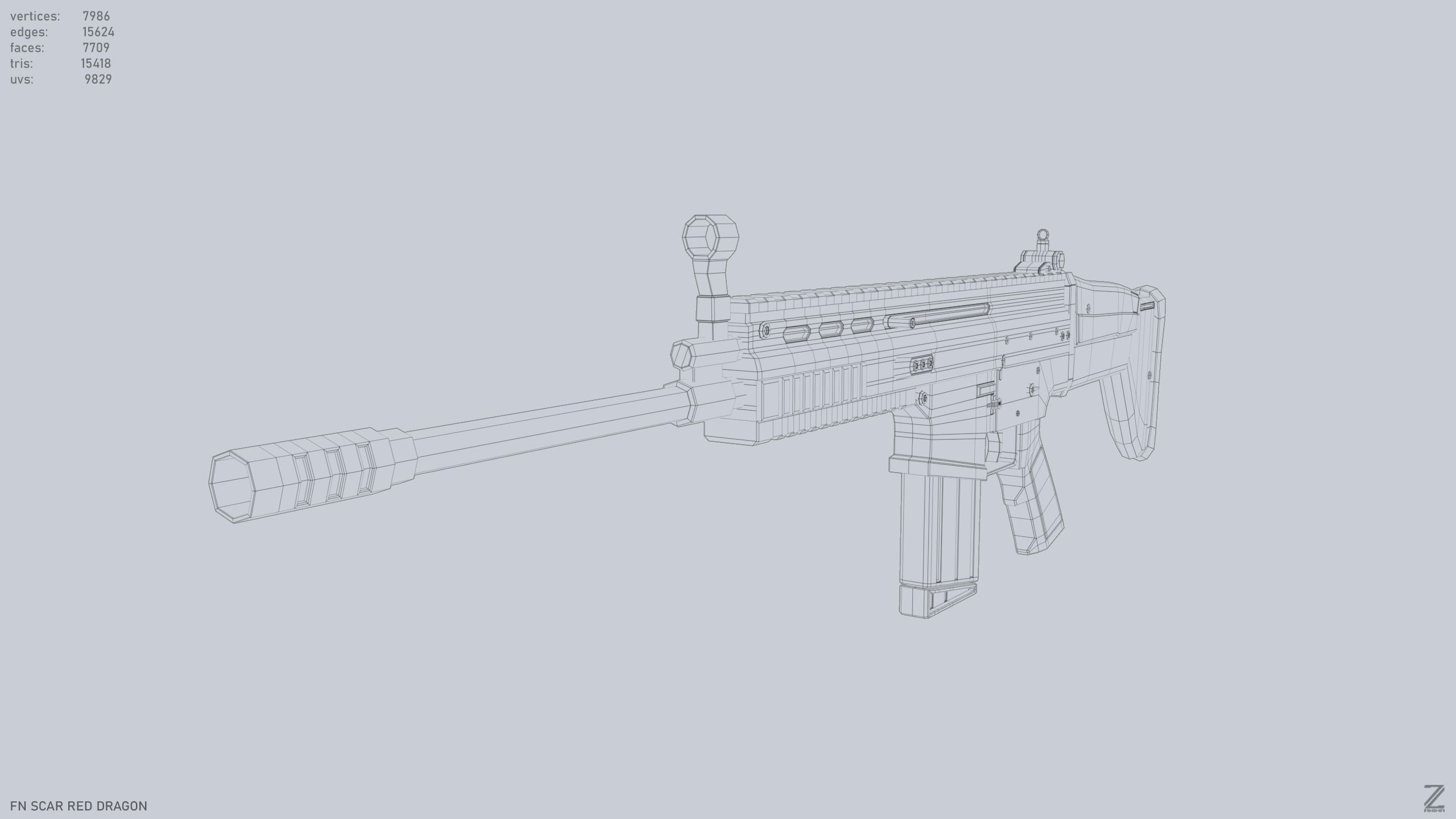 FN SCAR Red Dragon Low-poly 3D model_13