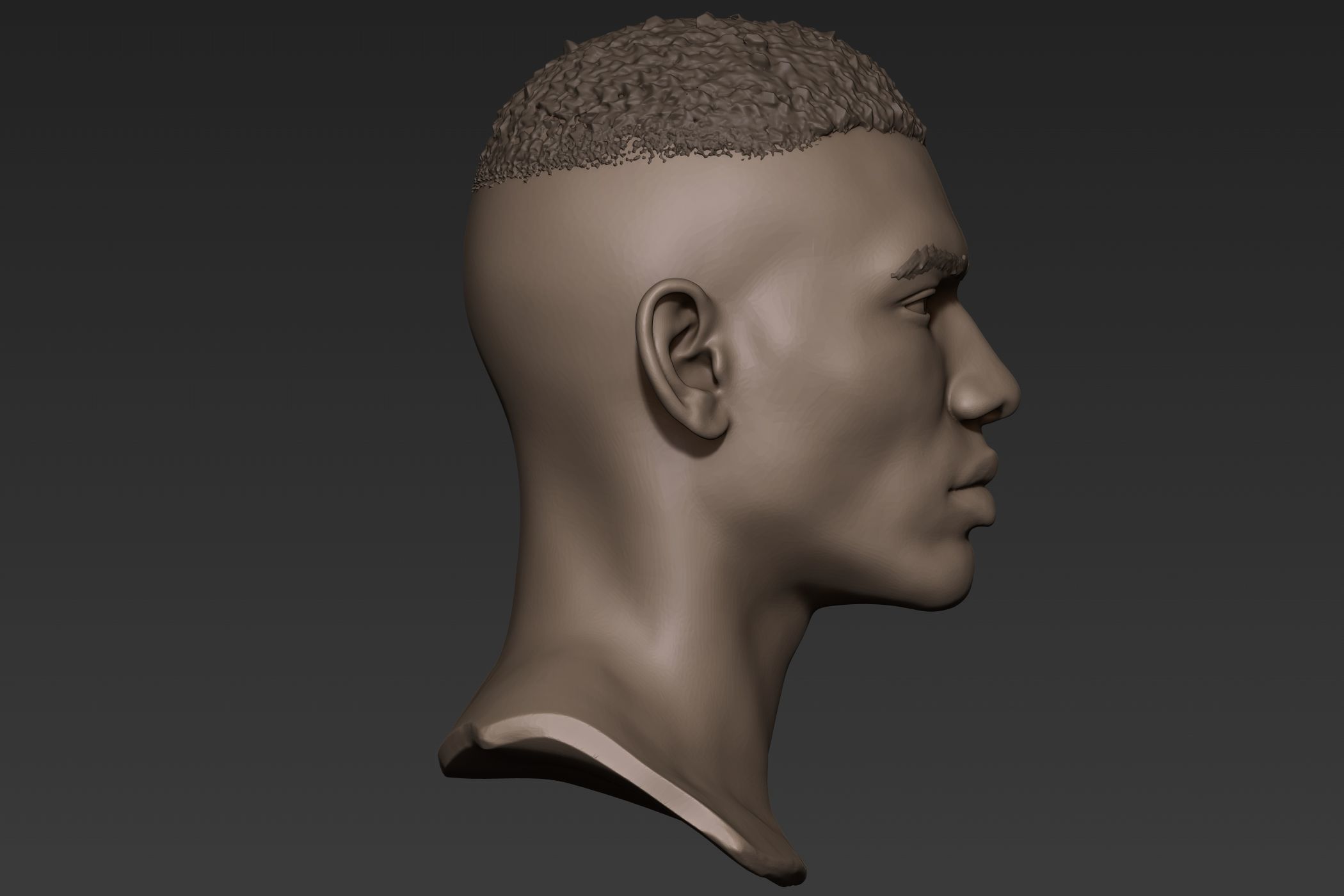 Black Man Head 1 3D model_3