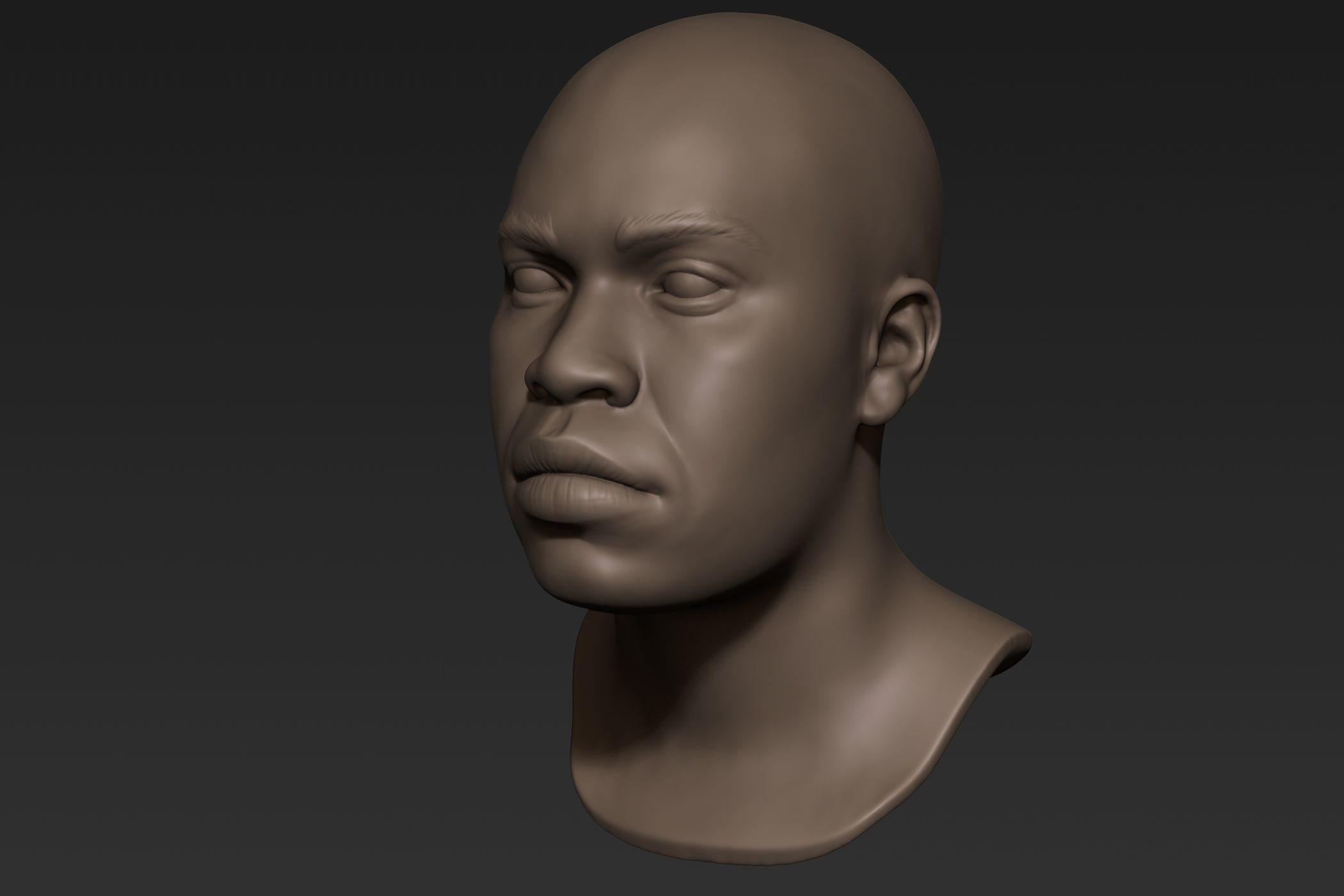 Black Man Head 2 3D model_4