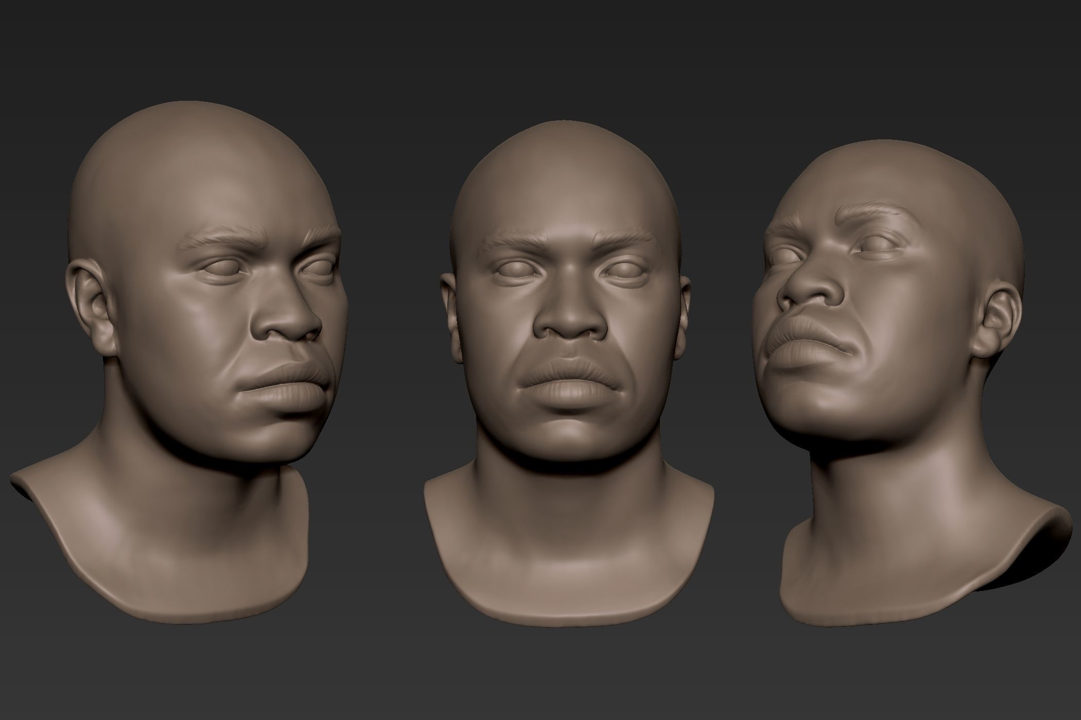 Black Man Head 2 3D model_5