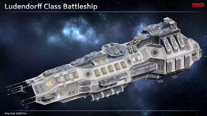 Spaceship Ludendorff Battleship Low-poly 3D model