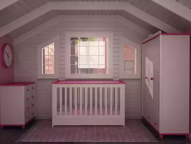 MOTHER BABY ROOM FURNITURE Low-poly 3D model