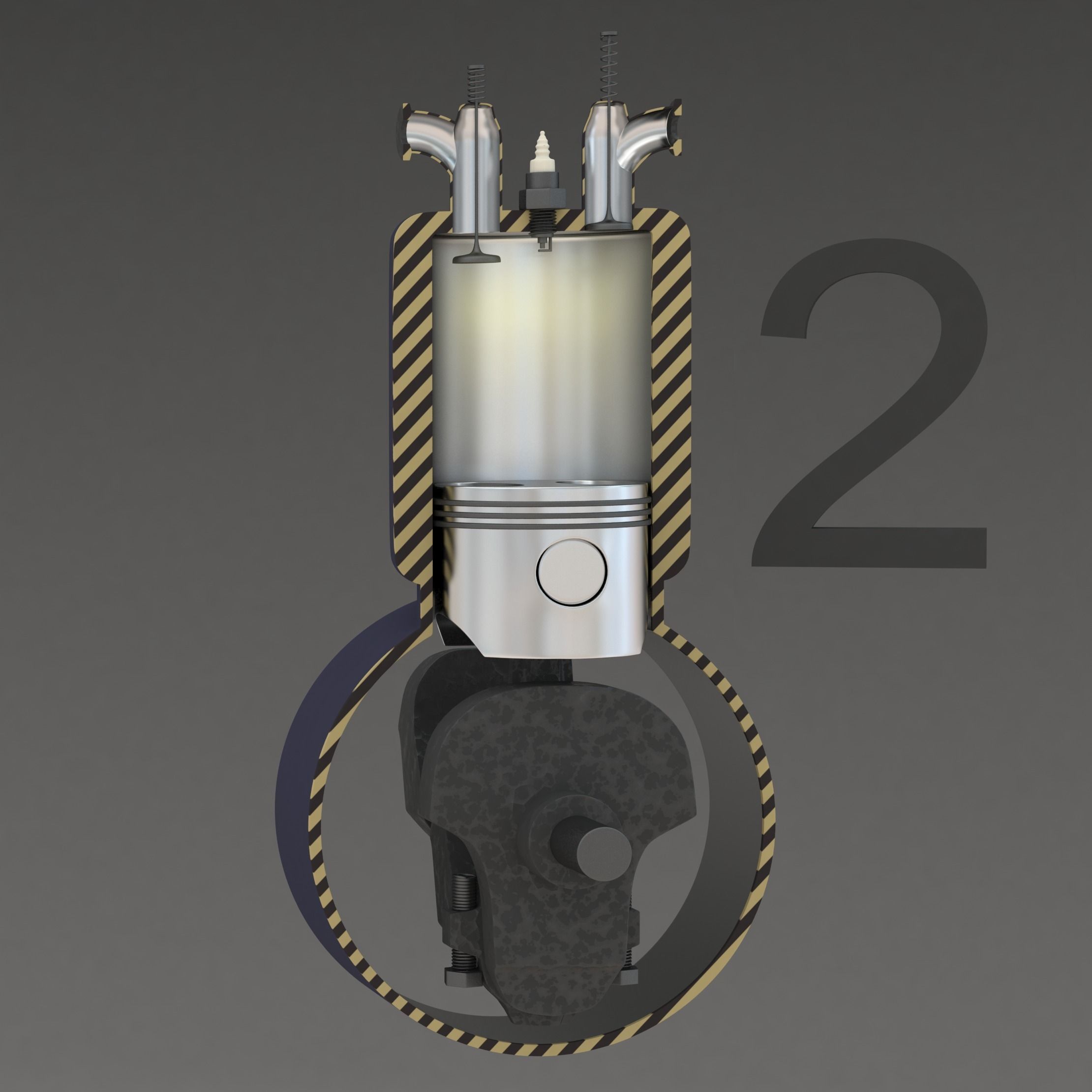 Four Stroke Engine Animation 3D model_4