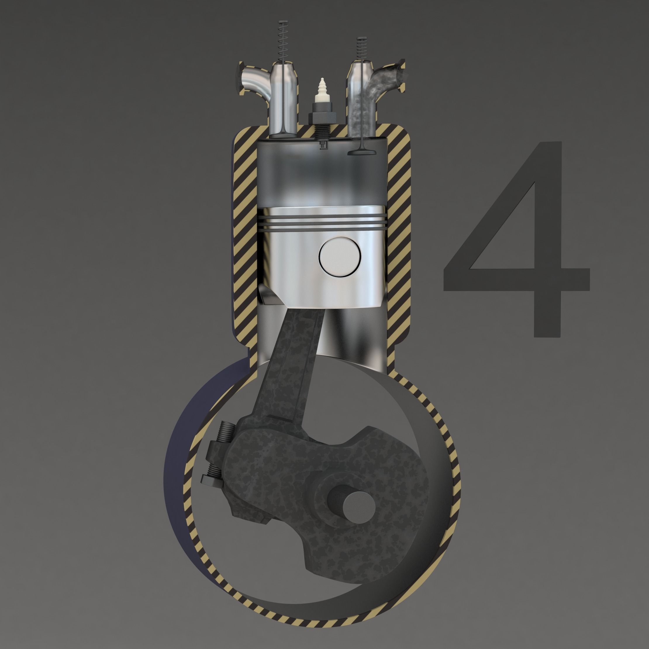Four Stroke Engine Animation 3D model_6