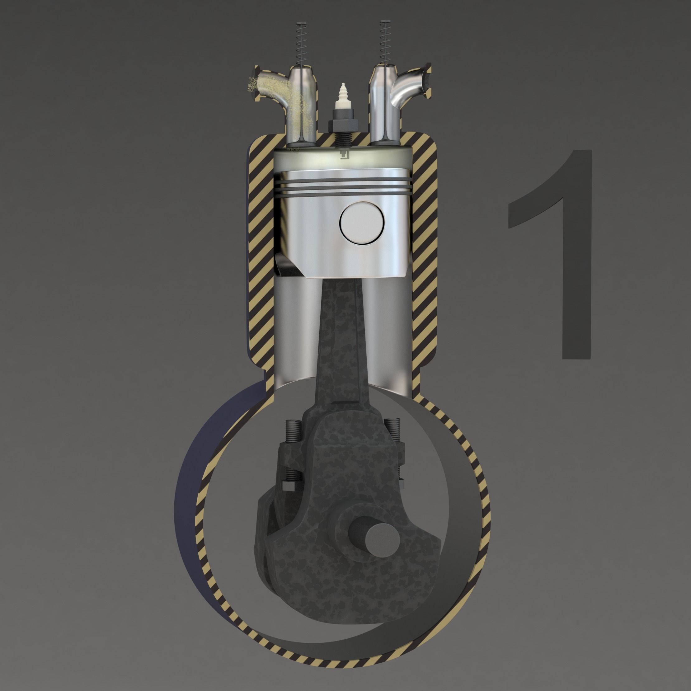 Four Stroke Engine Animation 3D model_3