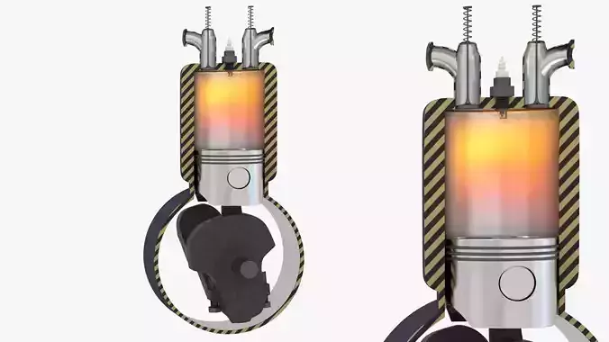 Four Stroke Engine Animation 3D model