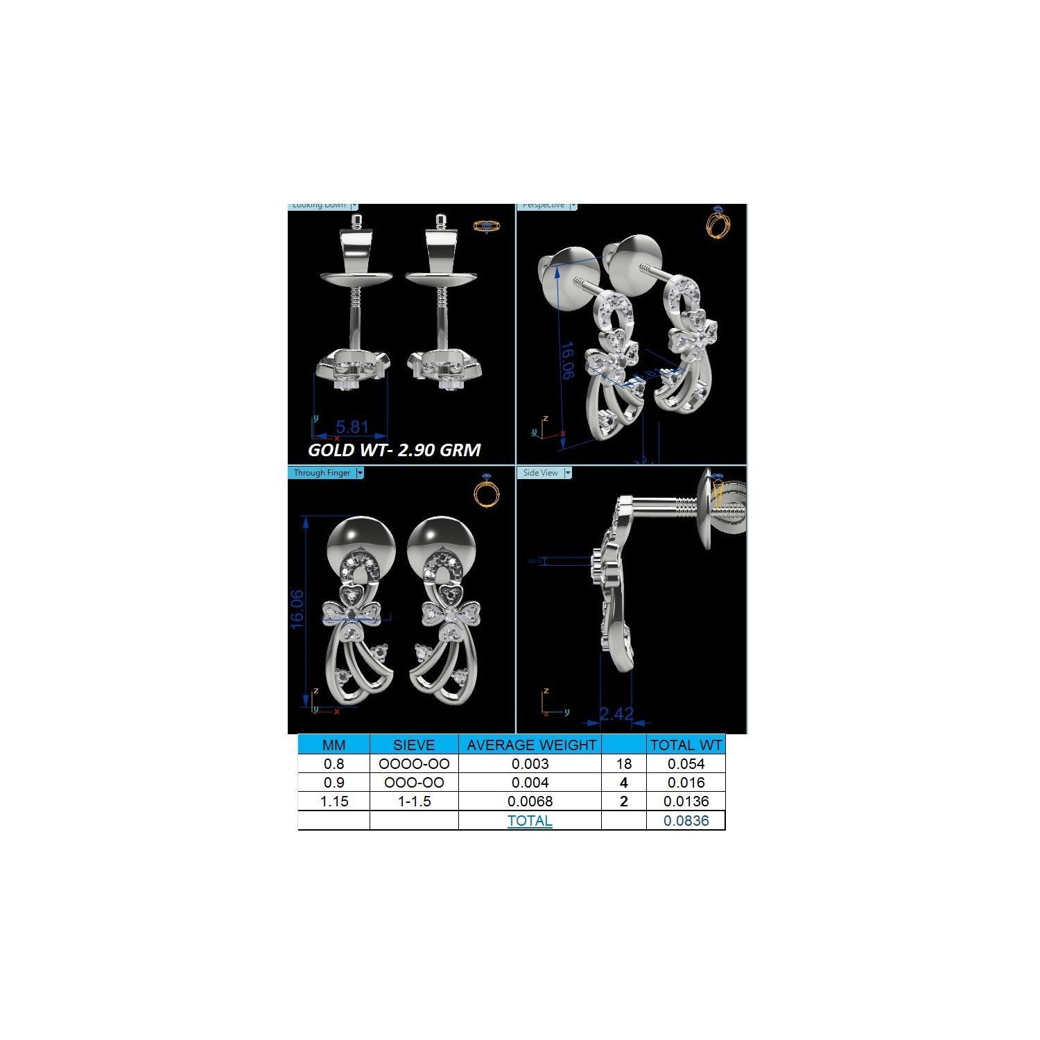 Women earrings 3dm render detail 3D print model 3D print model_1