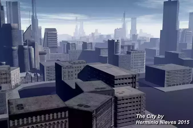 fffgfgj city with tall buildings and skyscrapers Free low-poly 3D model