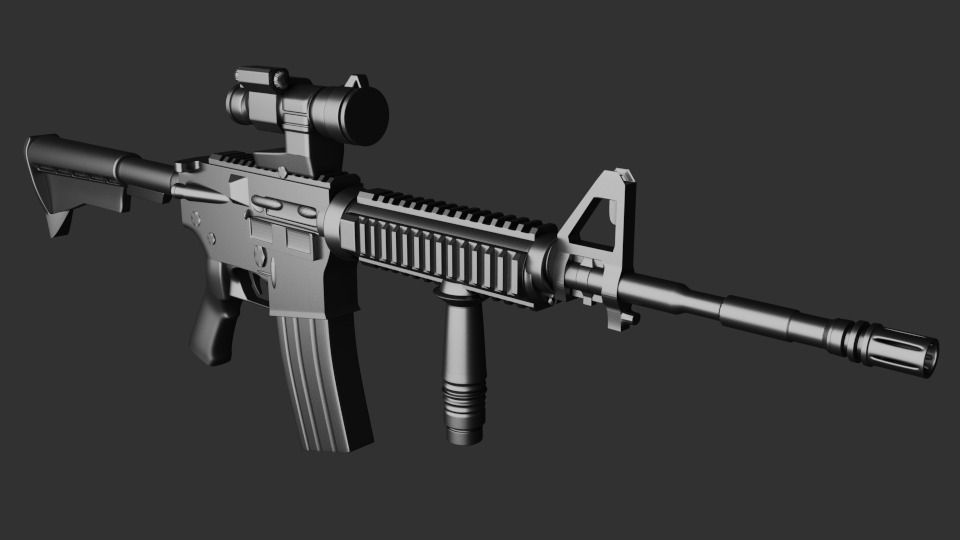 Rifle low-poly ar - 3D model_0