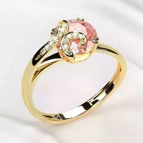 8mm Pink Sapphire Gold Ring
