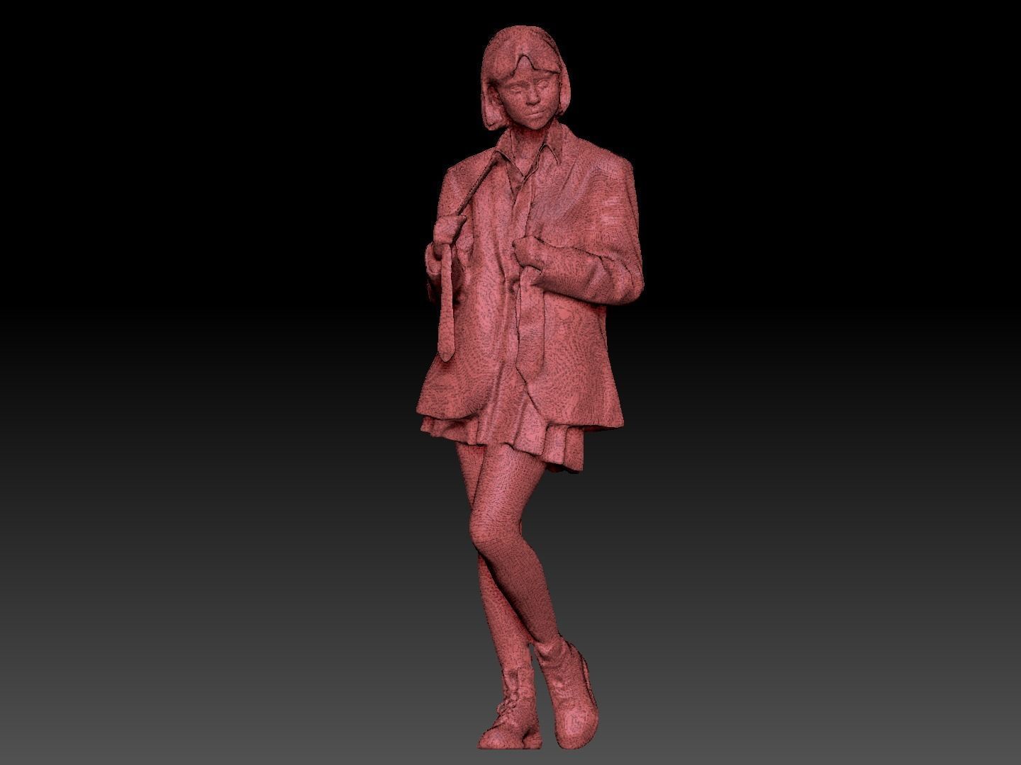 Playful woman in a school uniform 219 Low-poly 3D model_5