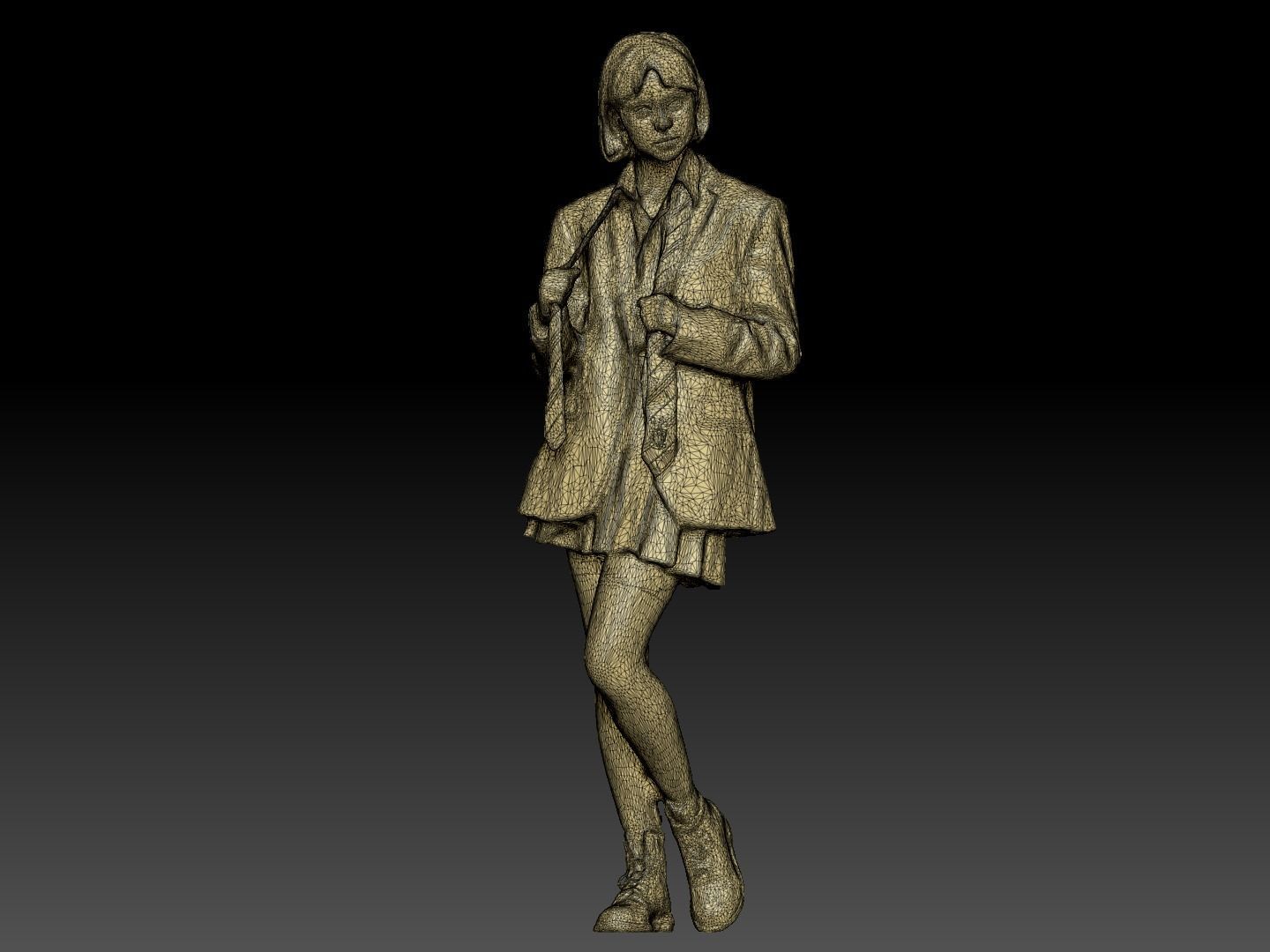 Playful woman in a school uniform 219 Low-poly 3D model_6