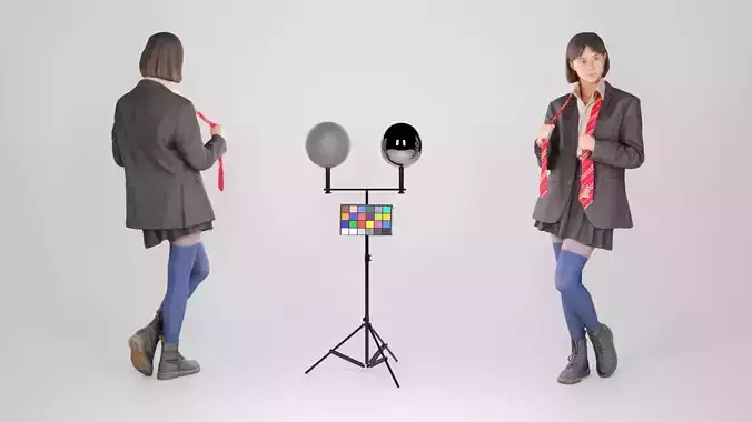 Playful woman in a school uniform 219 Low-poly 3D model Playful woman in a school uniform 219 Low-poly 3D model