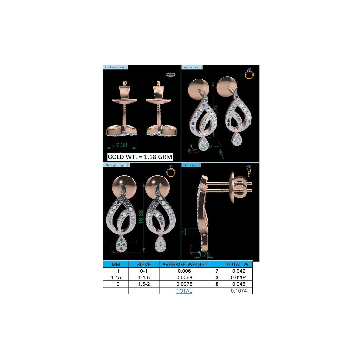 Women earrings 3dm render detail 3D print model 3D print model_15