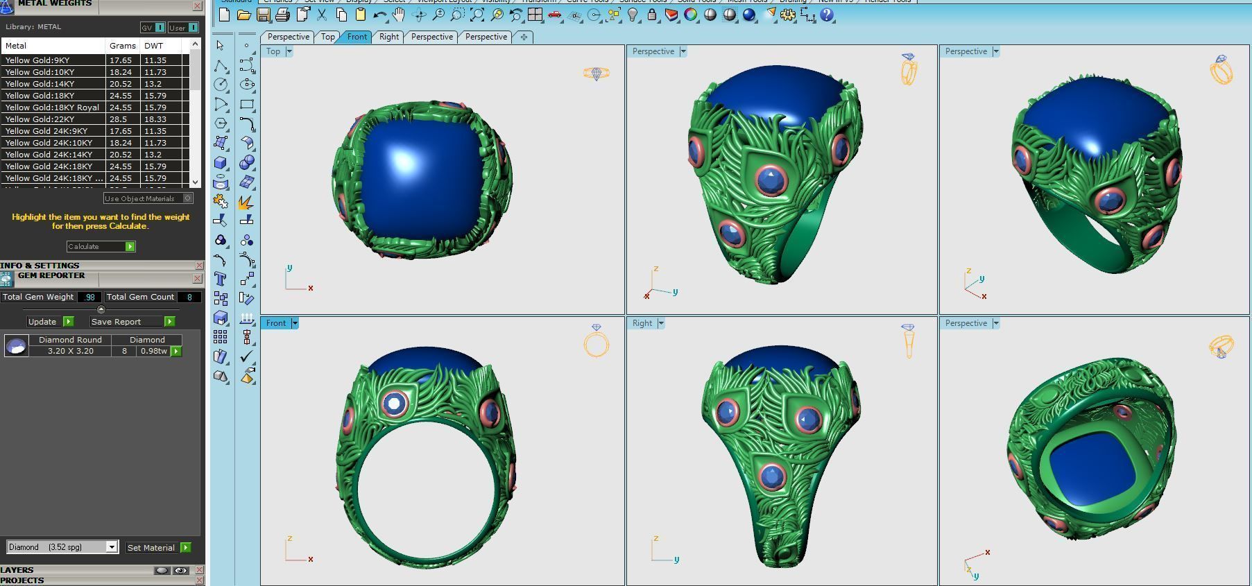 Peacock feathers ring 3D print model_6