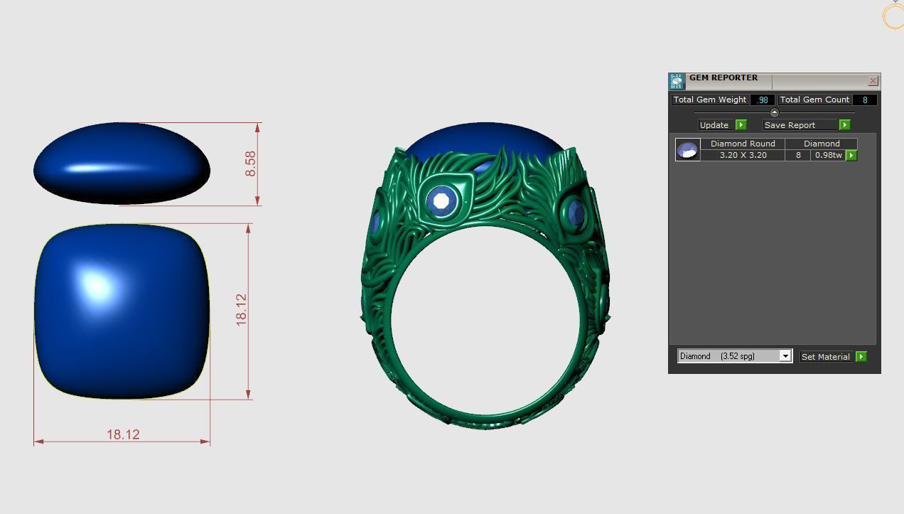 Peacock feathers ring 3D print model_5