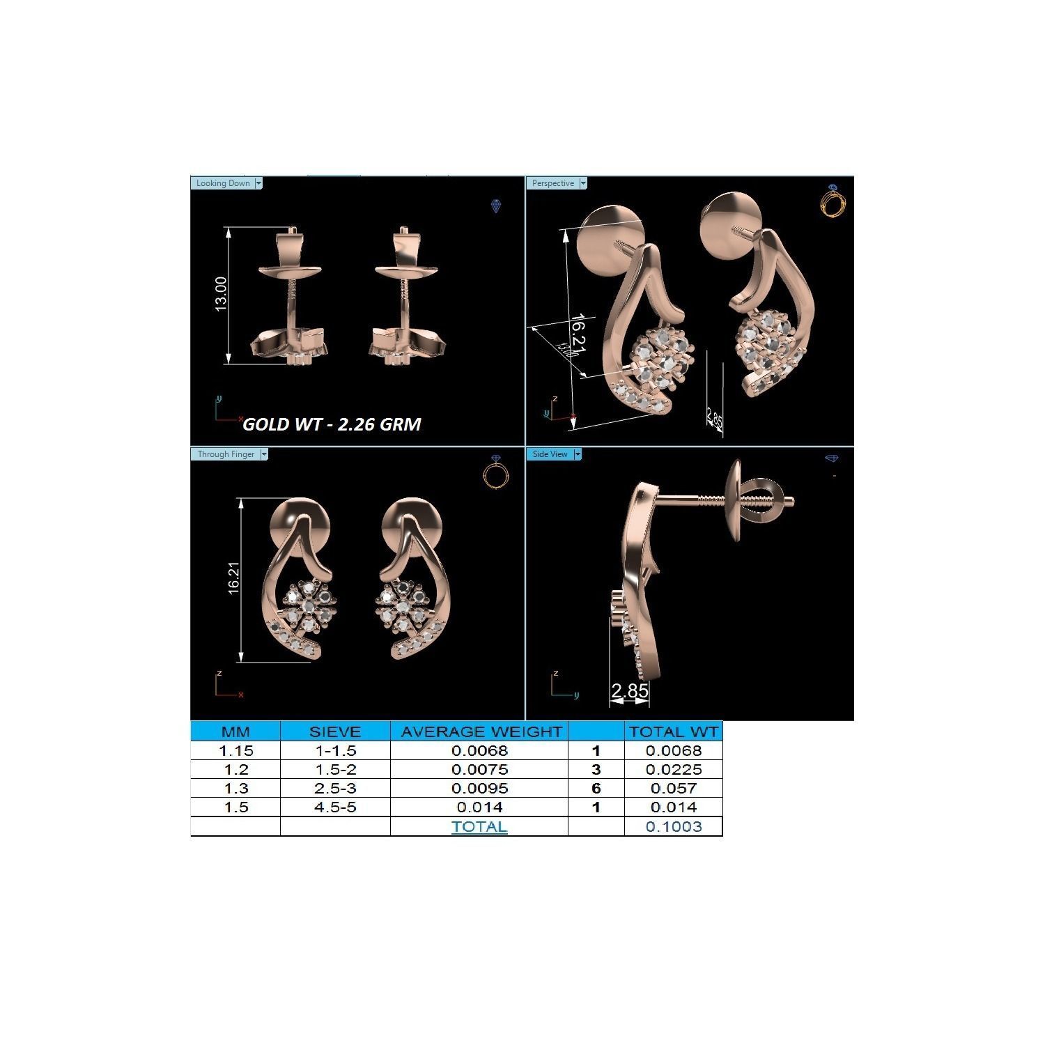 Women earrings 3dm render detail 3D print model 3D print model_6