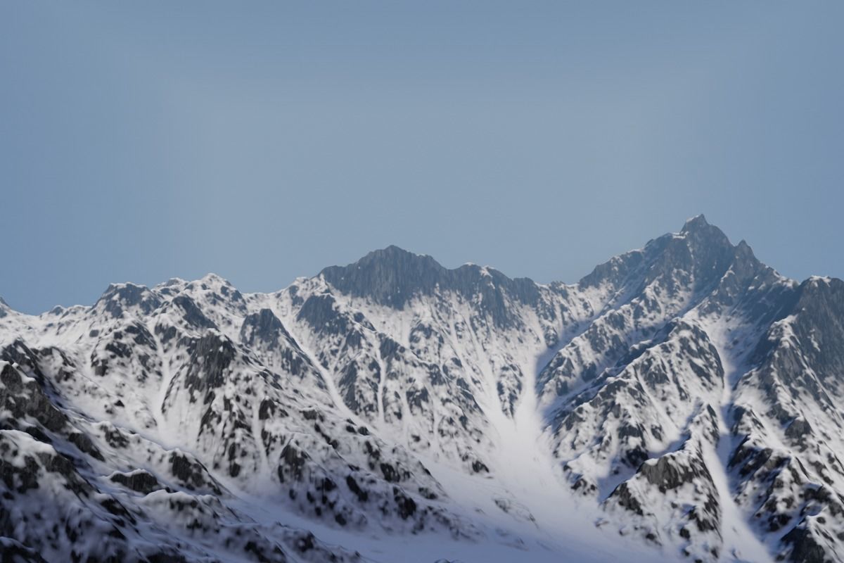 Snow Mountains Valley 3D model_7