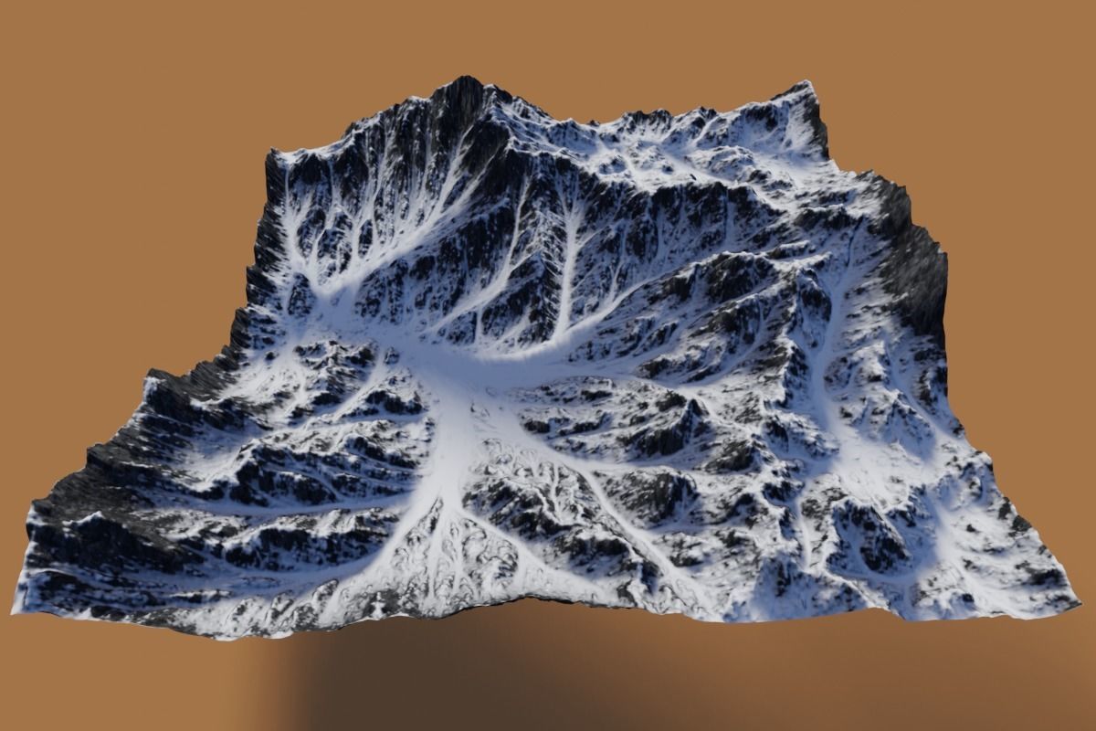Snow Mountains Valley 3D model_8