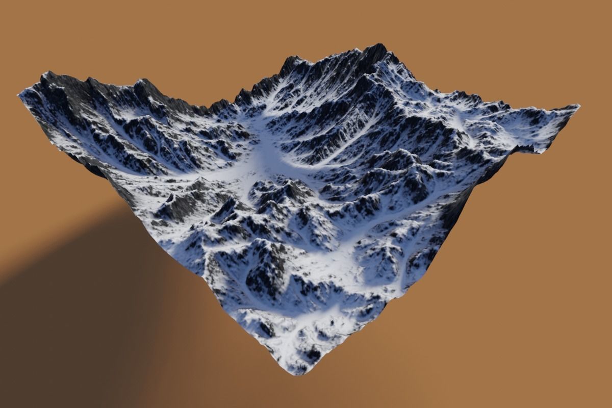 Snow Mountains Valley 3D model_2