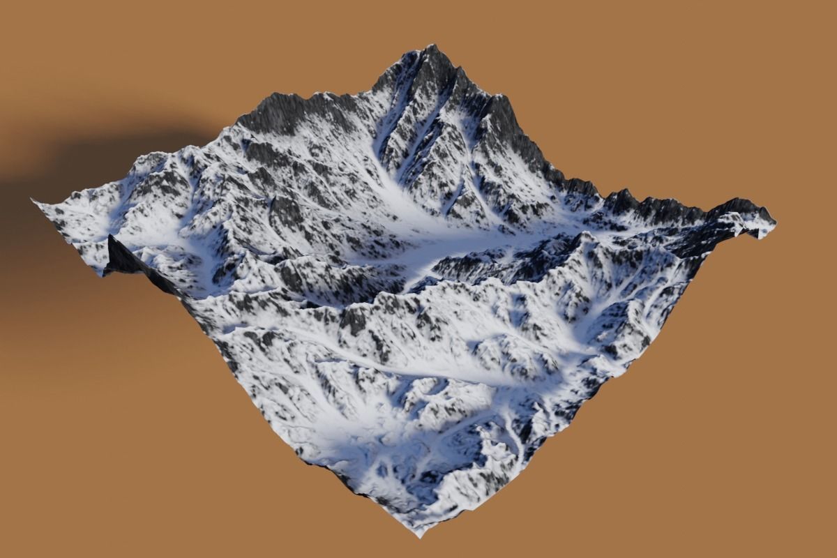 Snow Mountains Valley 3D model_4