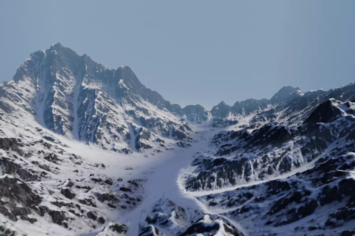 Snow Mountains Valley 3D model_0