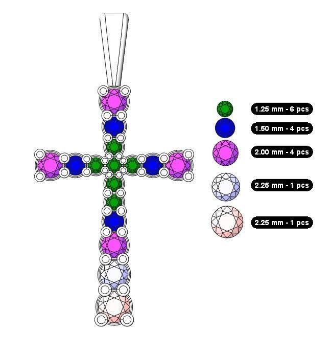 Pendant Classic Cross 20 mm 3D print model_1