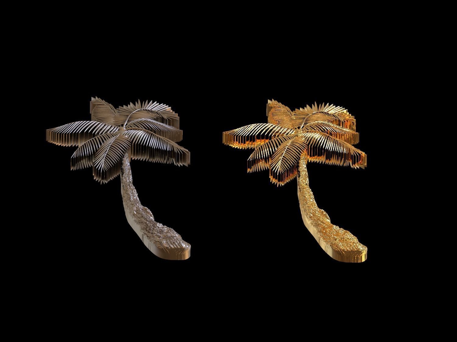 Palm tree bas relief  3D print model 3D print model_2