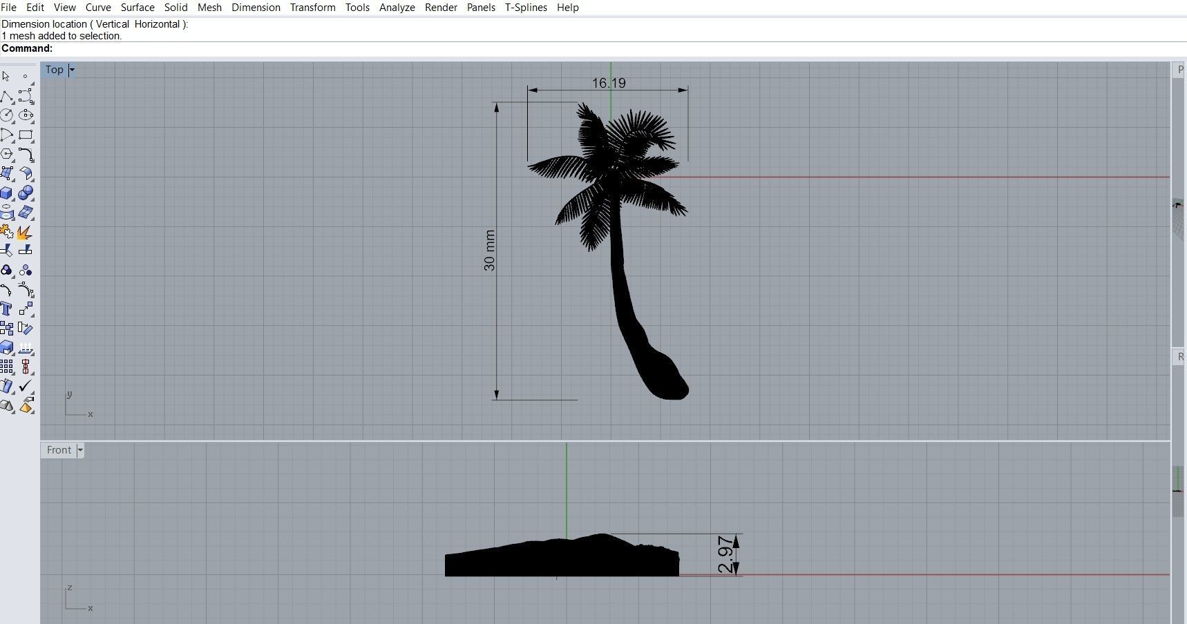 Palm tree bas relief  3D print model 3D print model_4