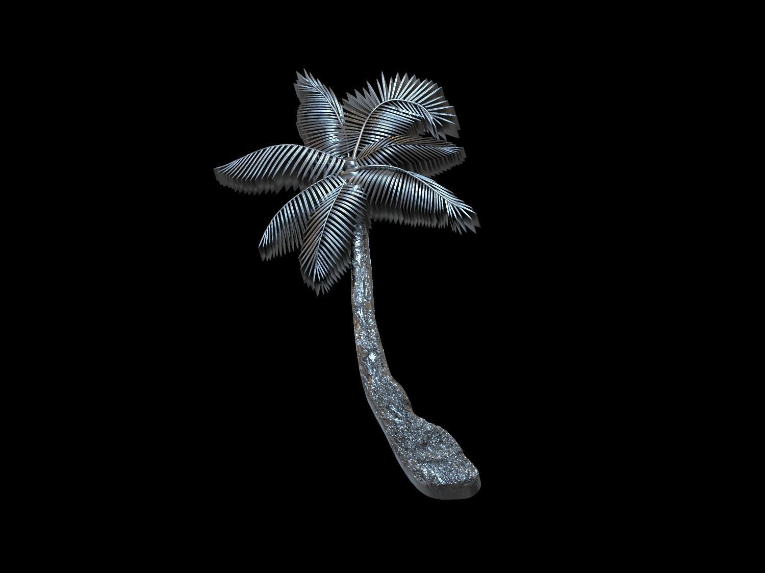 Palm tree bas relief  3D print model 3D print model_14