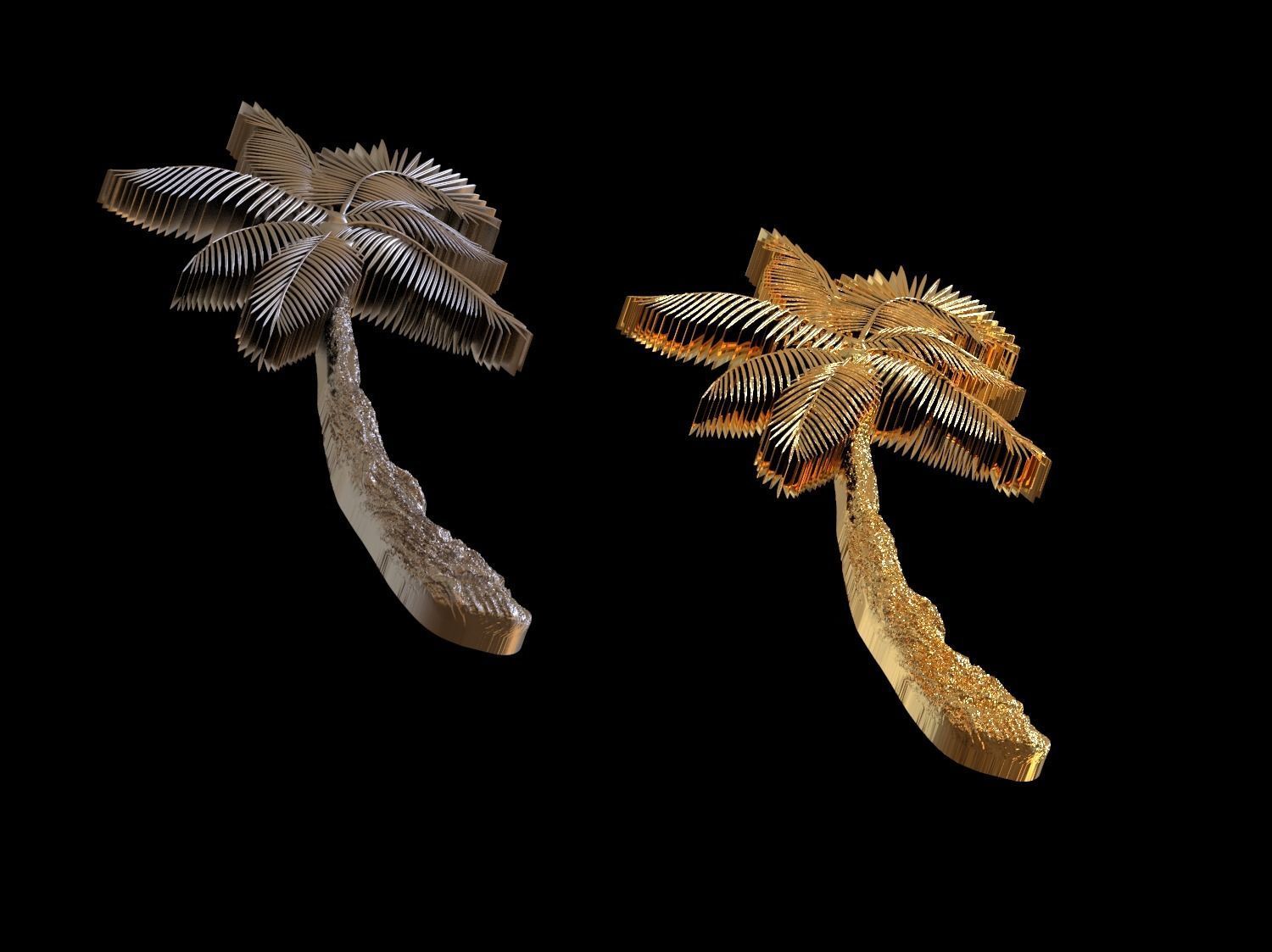 Palm tree bas relief  3D print model 3D print model_19