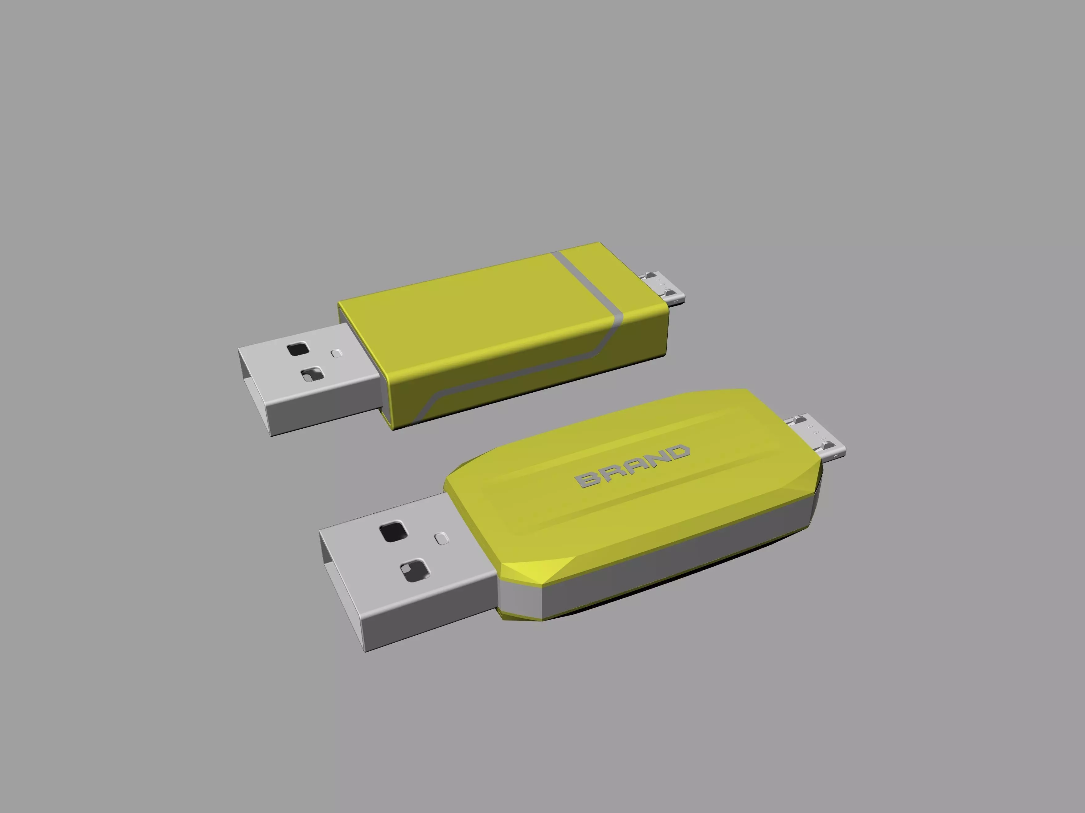 Yellow and white OTG USB Flash Disk B 3D print model