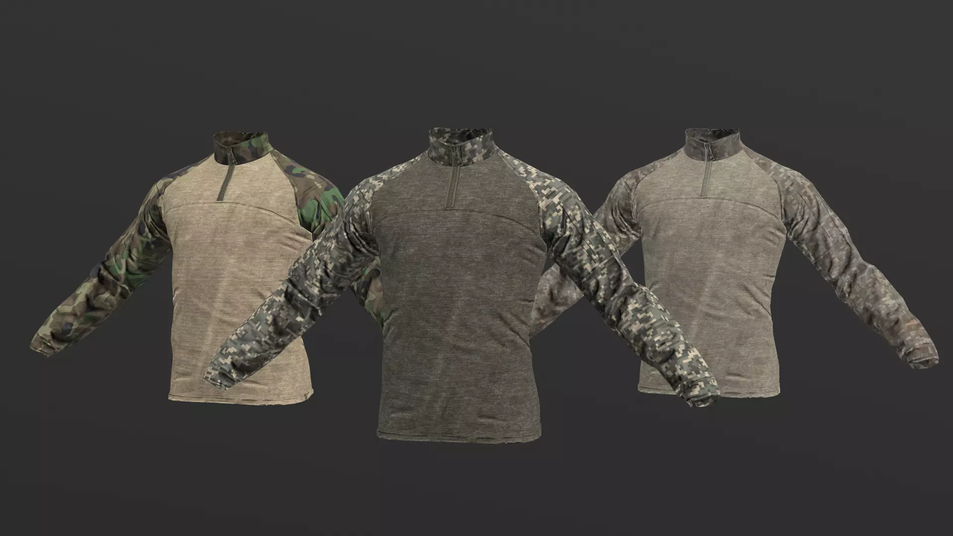 Mens Tactical Military Combat Shirt Low Poly Version Low-poly 3D model_0