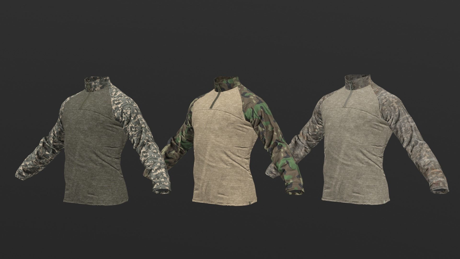 Mens Tactical Military Combat Shirt Low Poly Version Low-poly 3D model_1