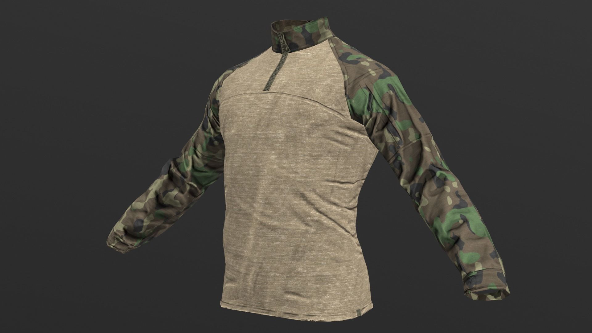 Mens Tactical Military Combat Shirt Low Poly Version Low-poly 3D model_10