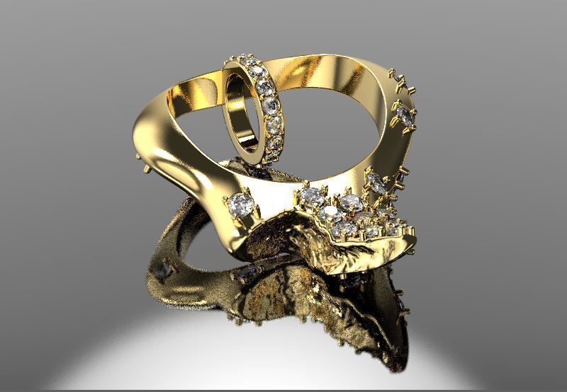 beautiful pendant of smooth shape with stones 3D print model_1