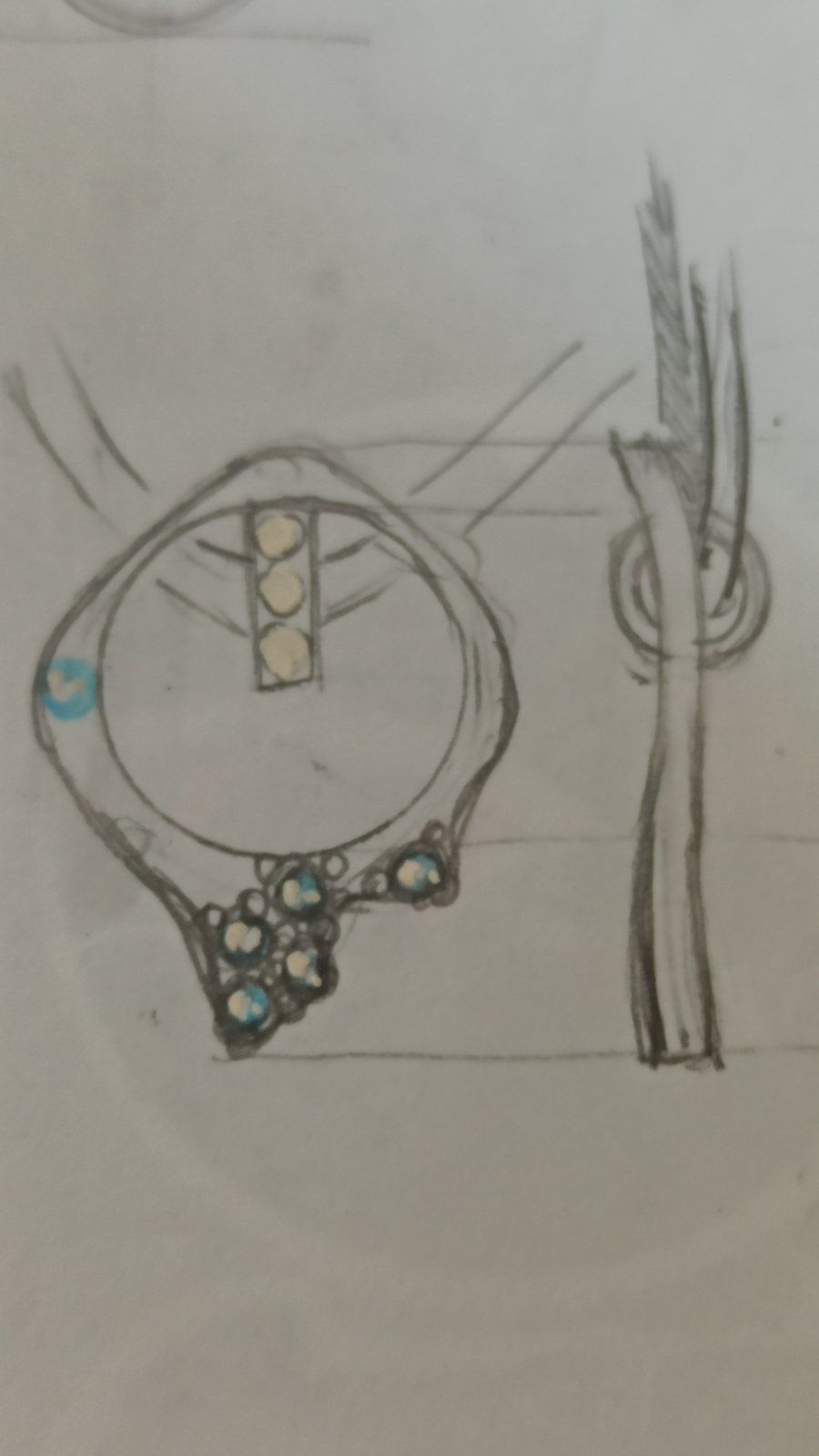 beautiful pendant of smooth shape with stones 3D print model_17