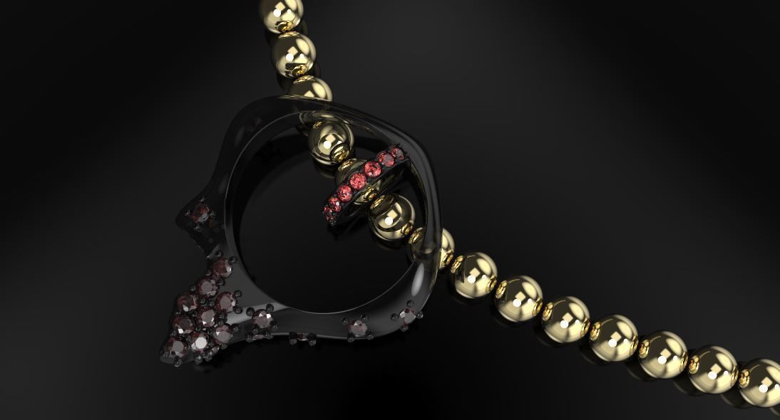 beautiful pendant of smooth shape with stones 3D print model_10