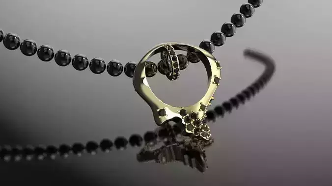 beautiful pendant of smooth shape with stones 3D print model