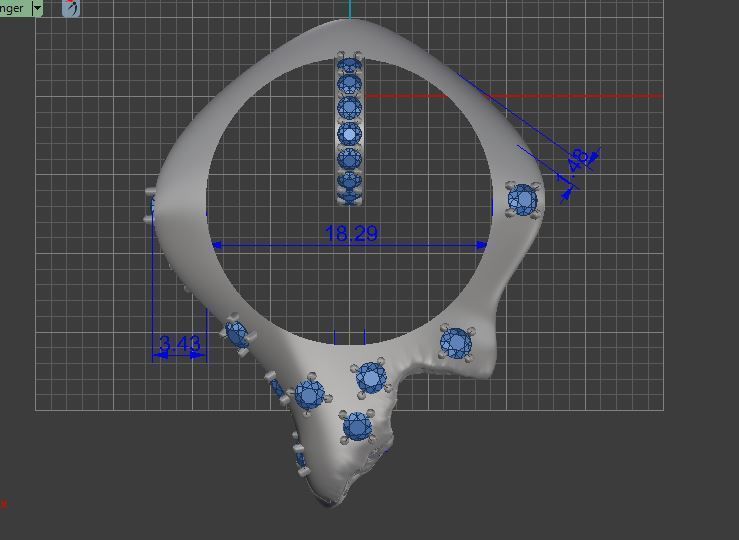 beautiful pendant of smooth shape with stones 3D print model_12