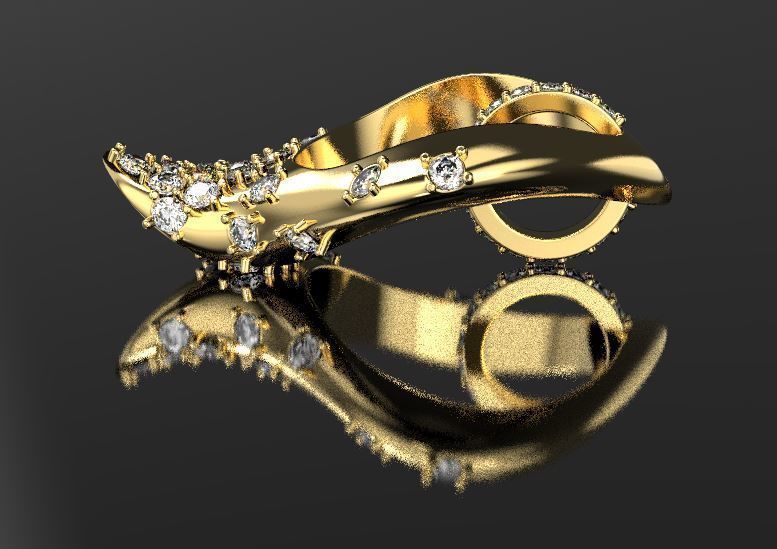 beautiful pendant of smooth shape with stones 3D print model_5