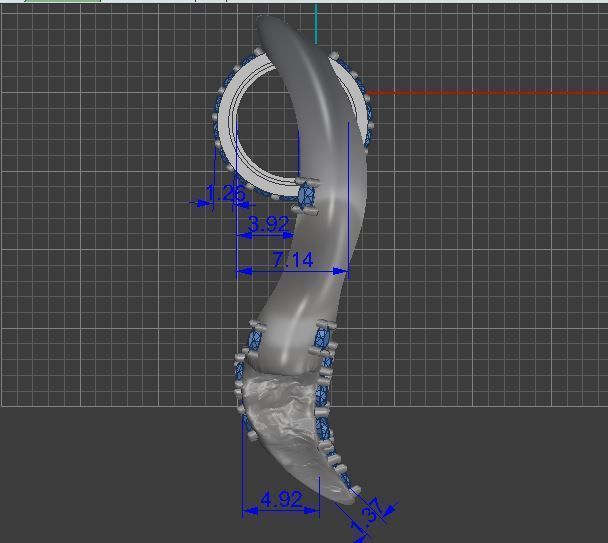 beautiful pendant of smooth shape with stones 3D print model_13