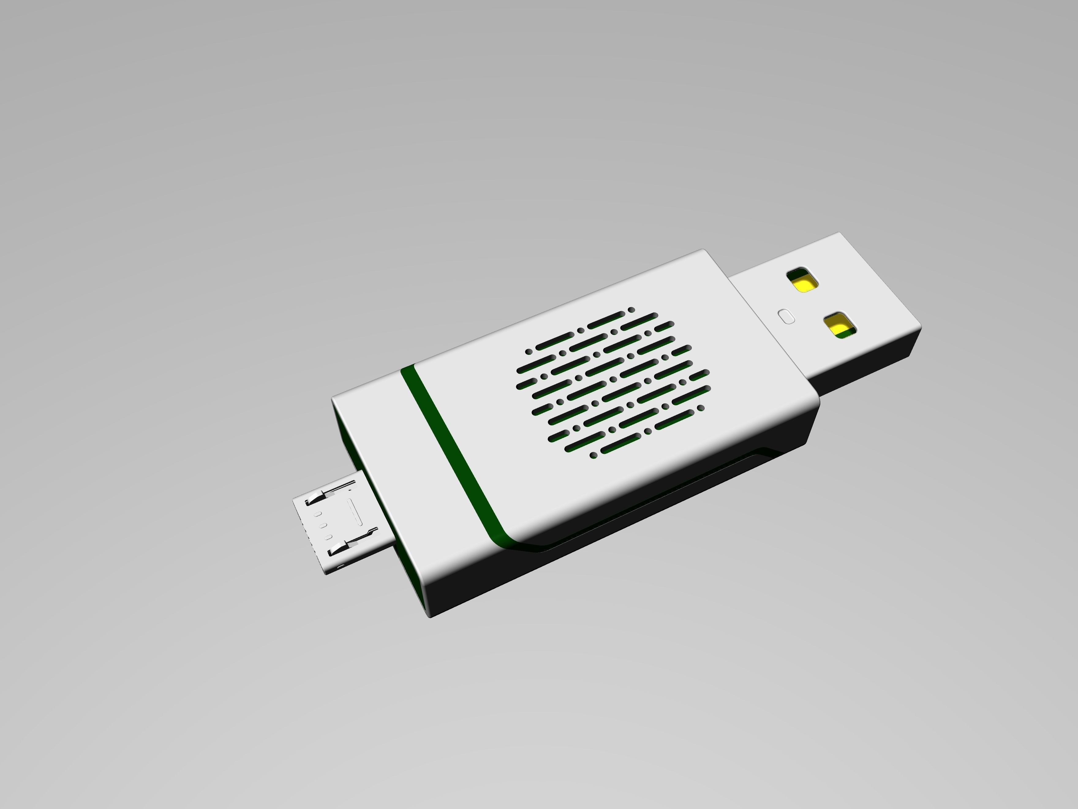 Grey and green OTG U Disk C 3D print model_8