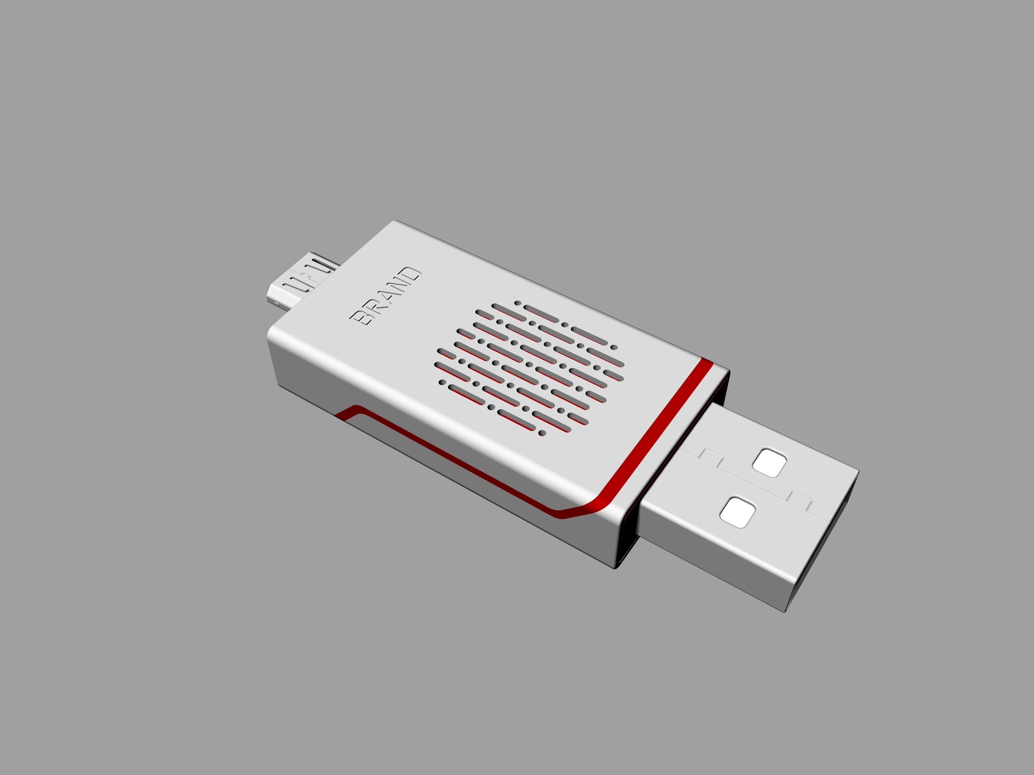 Grey and green OTG U Disk C 3D print model_14