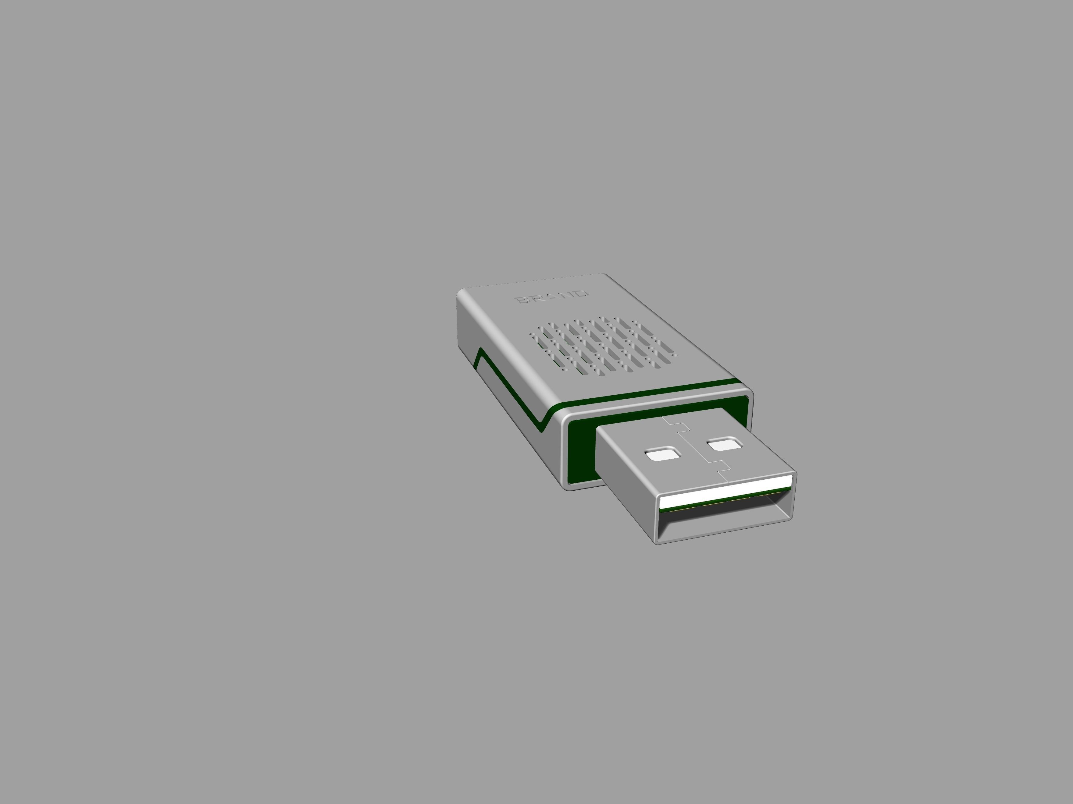 Grey and green OTG U Disk C 3D print model_7