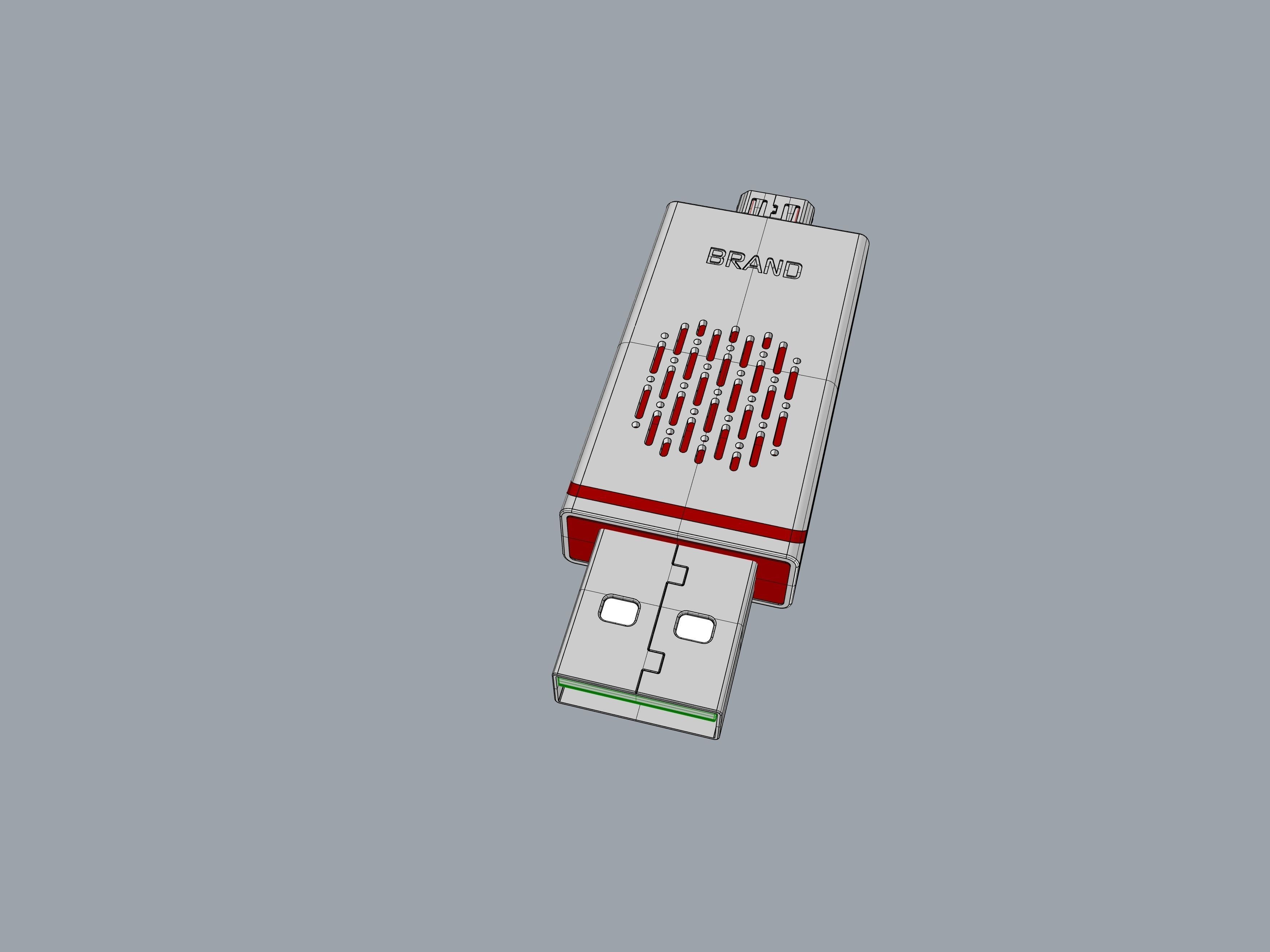 Grey and green OTG U Disk C 3D print model_13