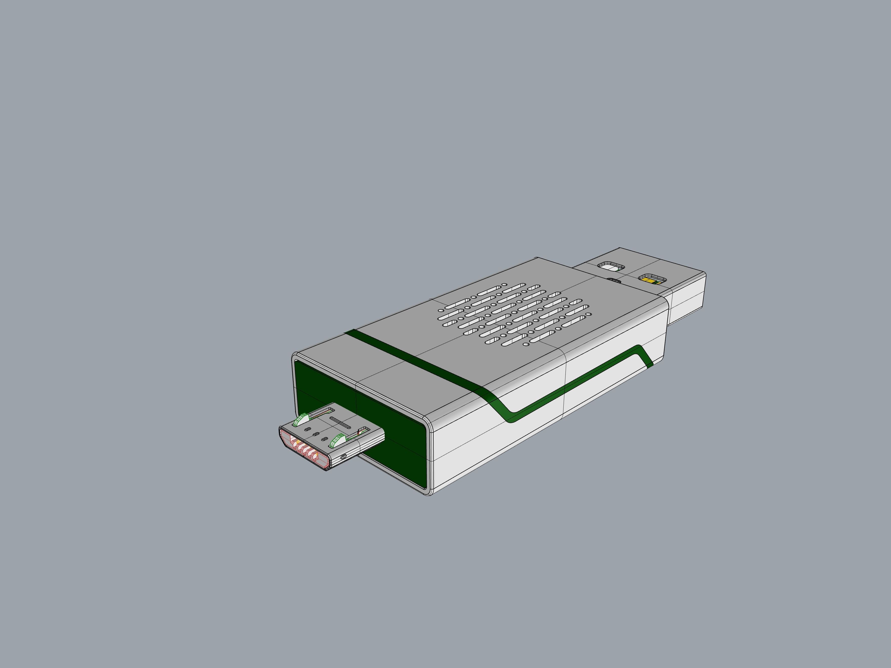 Grey and green OTG U Disk C 3D print model_9