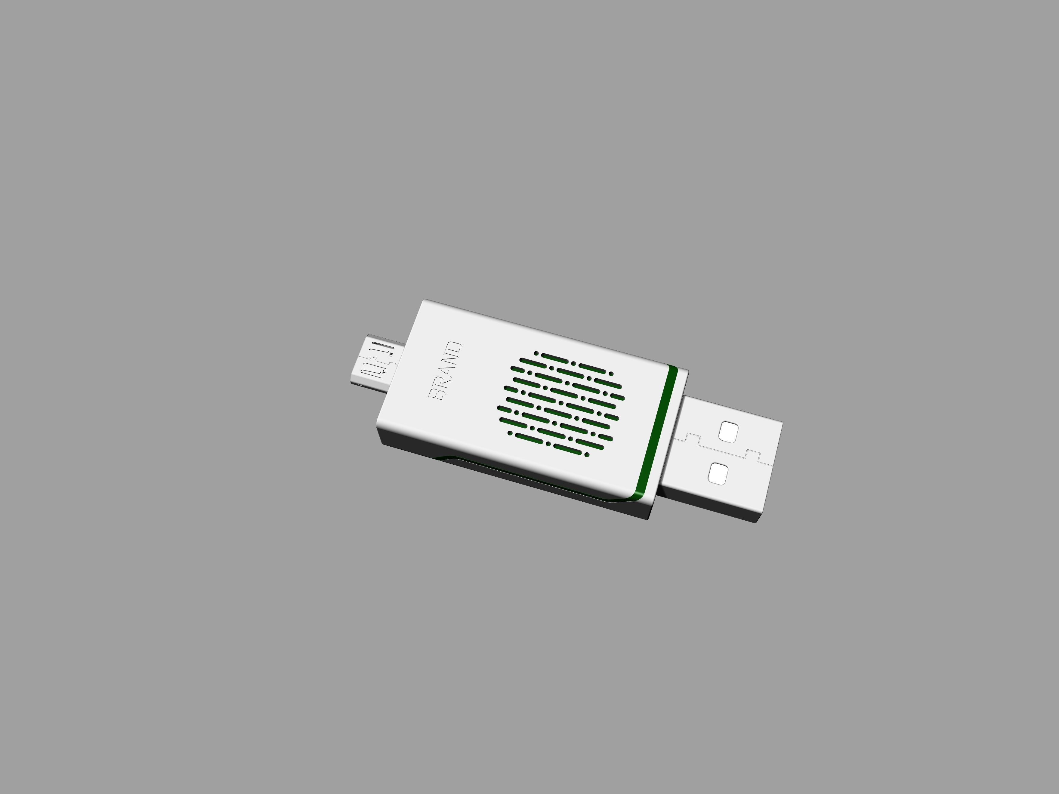 Grey and green OTG U Disk C 3D print model_2