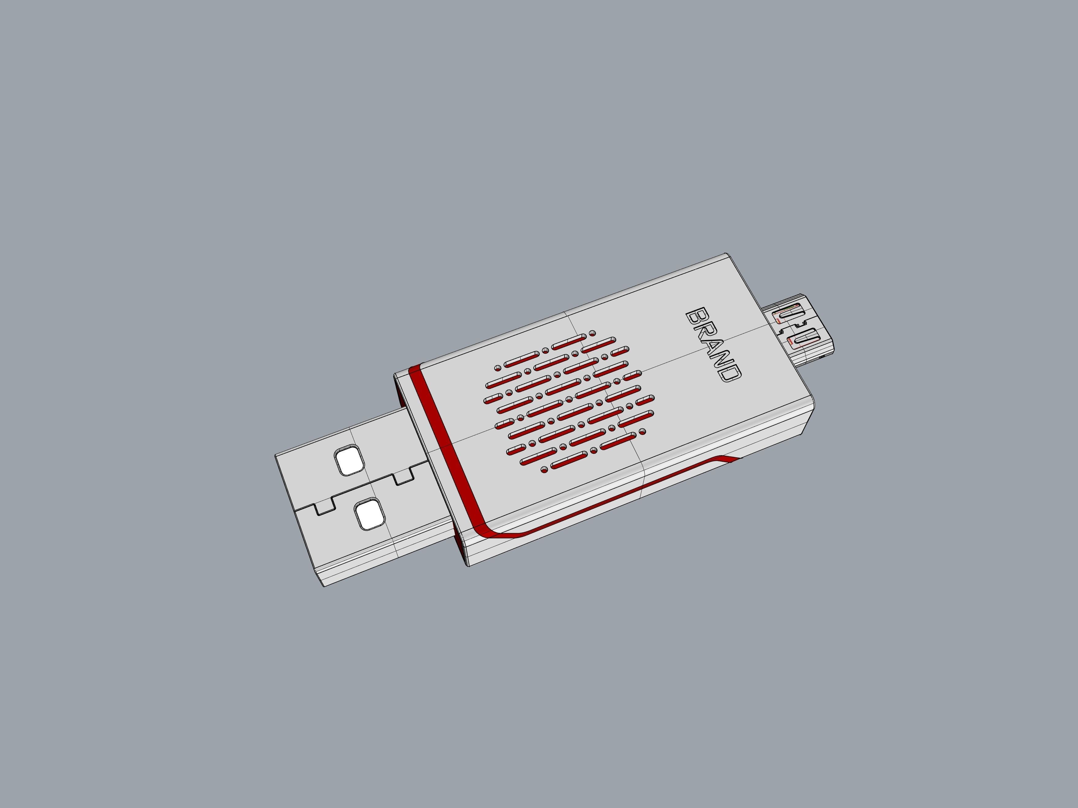 Grey and green OTG U Disk C 3D print model_12